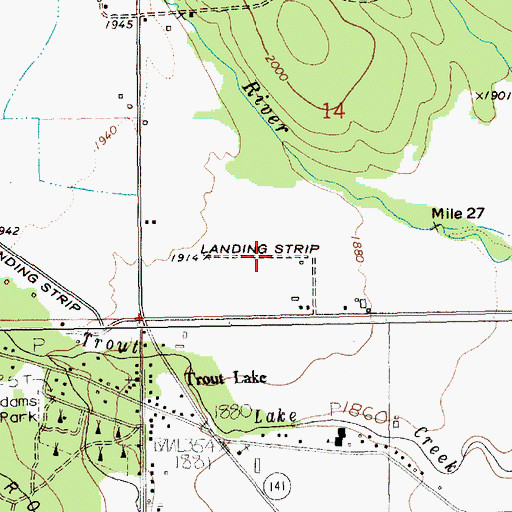 Topographic Map of Trout Lake Airport, WA