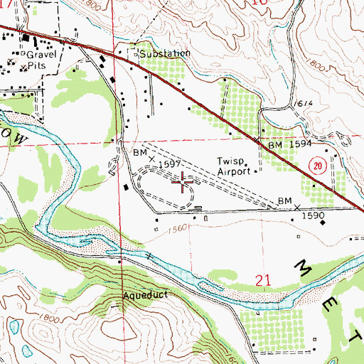 Topographic Map of Twisp Municipal Airport, WA