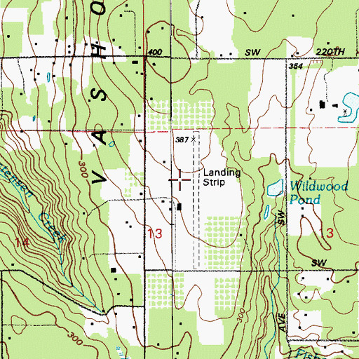 Topographic Map of Wax Orchards Airport, WA