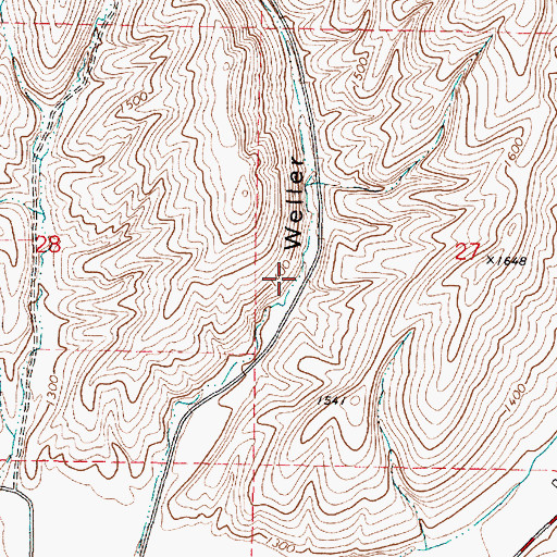 Topographic Map of Weller Canyon Airport, WA