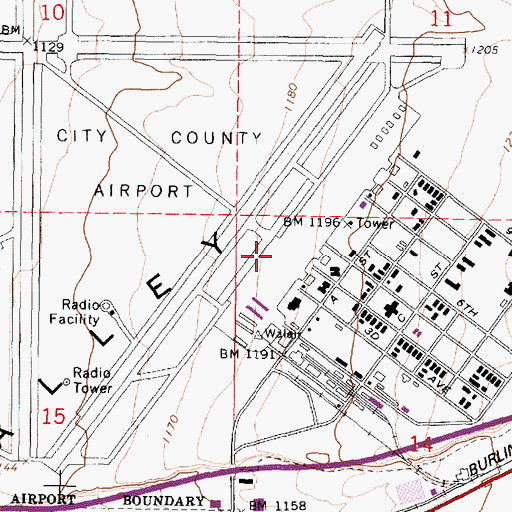Topographic Map of Walla Walla Regional Airport, WA
