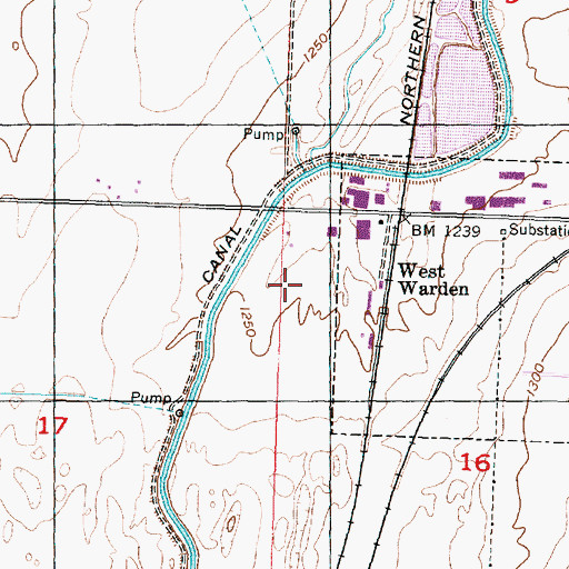 Topographic Map of Warden Airport, WA
