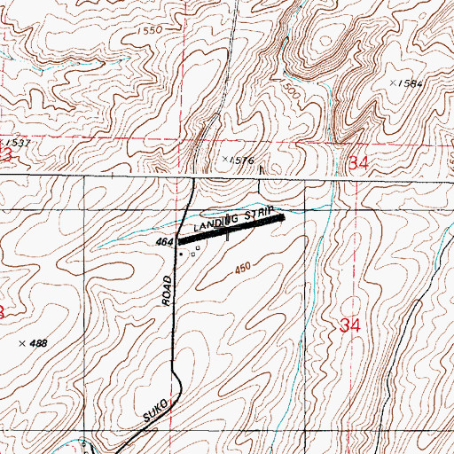Topographic Map of Fisher Ranch Airport, WA