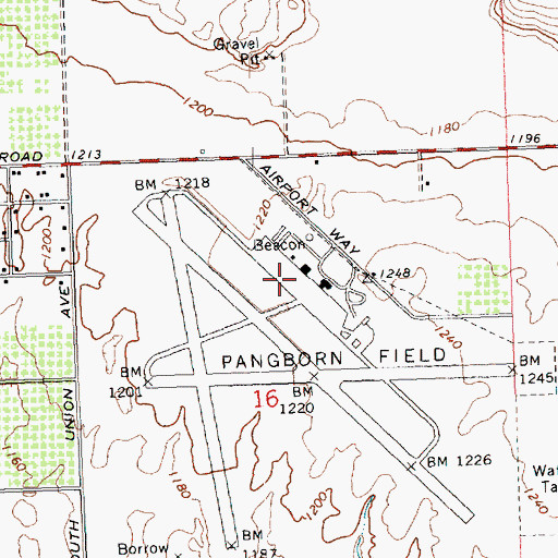 Topographic Map of Pangborn Memorial Airport, WA