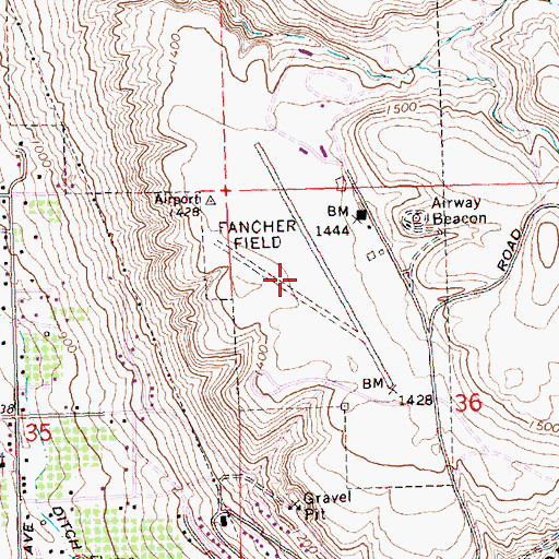 Topographic Map of Fancher Field (historical), WA