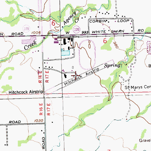 Topographic Map of Hitchcock Airstrip (historical), WA