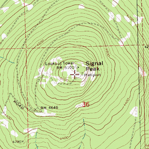 Topographic Map of Signal Peak Lookout Heliport, WA