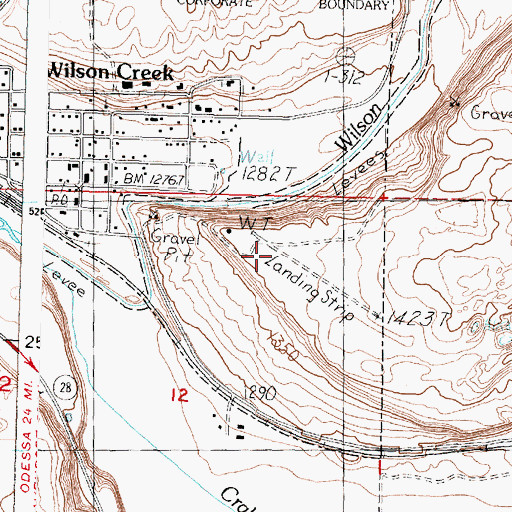 Topographic Map of Wilson Creek Airport, WA