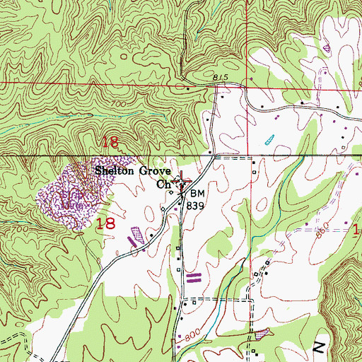 Topographic Map of Shelton Grove Missionary Baptist Church, AL