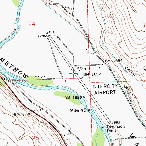 Topographic Map of Methow Valley State Airport, WA