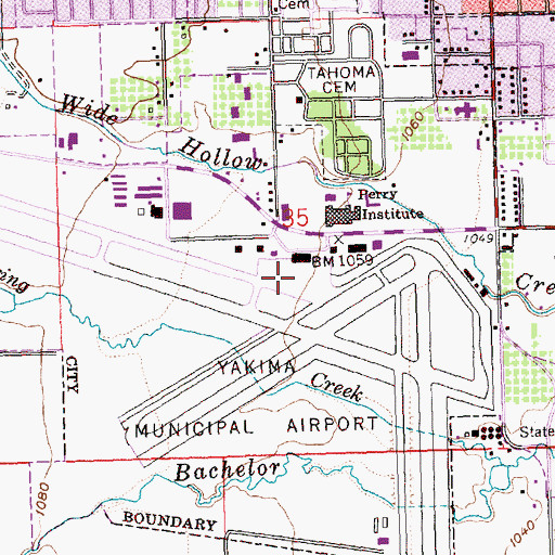 Topographic Map of Yakima Air Terminal/McAllister Field, WA