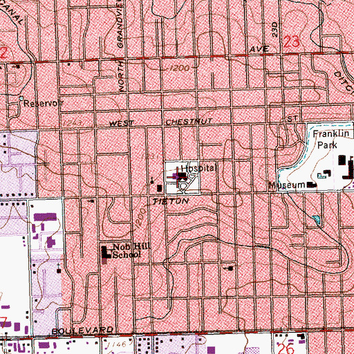 Topographic Map of Yakima Valley Memorial Hospital Heliport, WA