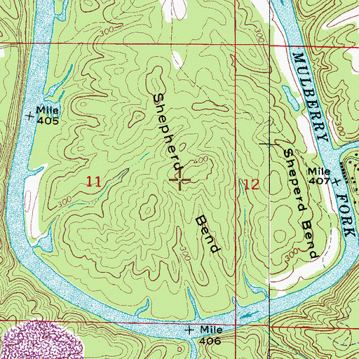 Topographic Map of Shepherd Bend, AL