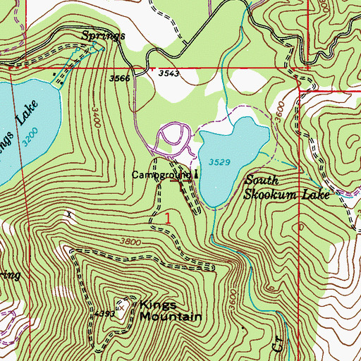 Topographic Map of South Skookum Lake Campground, WA