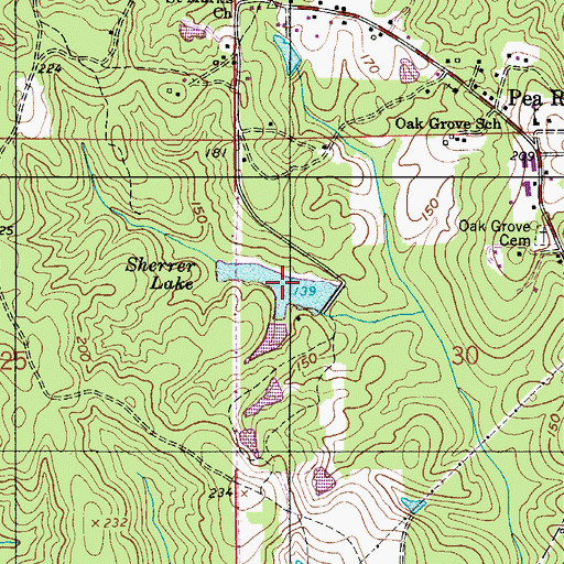 Topographic Map of Sherrer Lake, AL