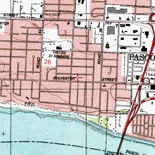 Topographic Map of Pasco West, WA