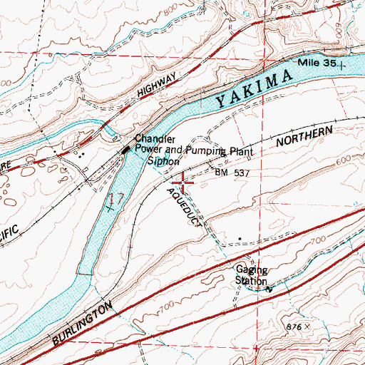 Topographic Map of Chandler, WA