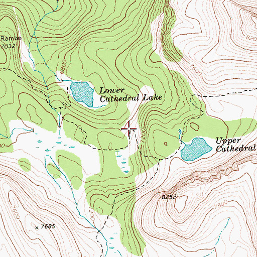 Topographic Map of Cathedral Lakes, WA
