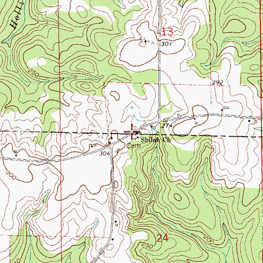 Topographic Map of Shiloh Baptist Church, AL