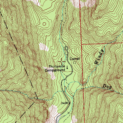 Topographic Map of Thirty Mile Guard Station, WA