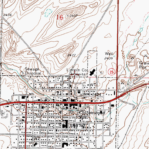 Topographic Map of Lincoln County Hospital Heliport, WA