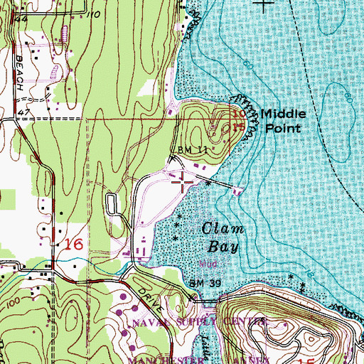 Topographic Map of Manchester Laboratory Heliport, WA