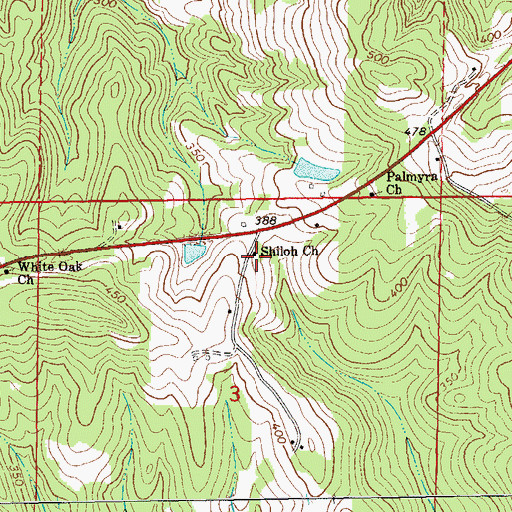 Topographic Map of Shiloh Church, AL