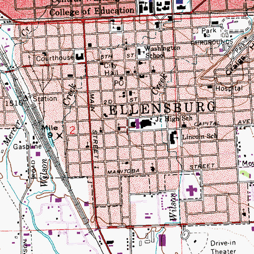 Topographic Map of Morgan Middle School, WA