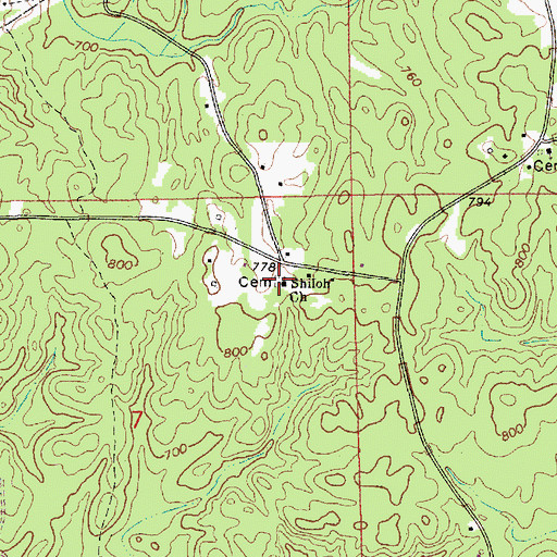 Topographic Map of Shiloh Baptist Church, AL