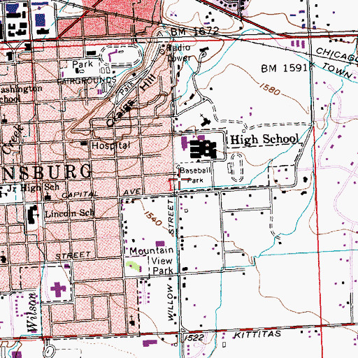 Topographic Map of Whitney Park, WA