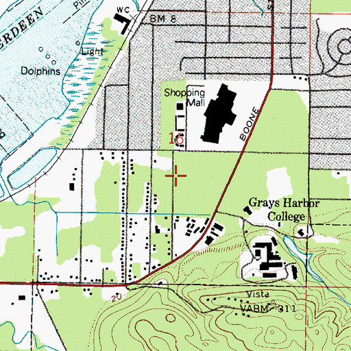 Topographic Map of KXRO-AM (Aberdeen), WA