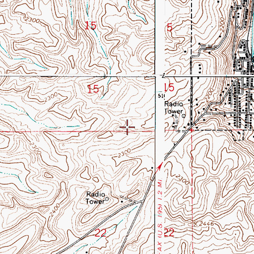 Topographic Map of KCLX-AM (Colfax), WA