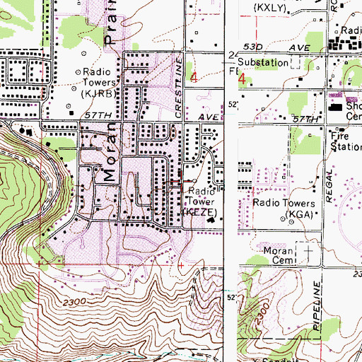 Topographic Map of KSPO-AM (Dishman), WA