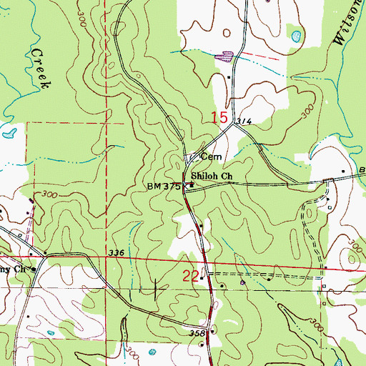 Topographic Map of Shiloh Baptist Church, AL