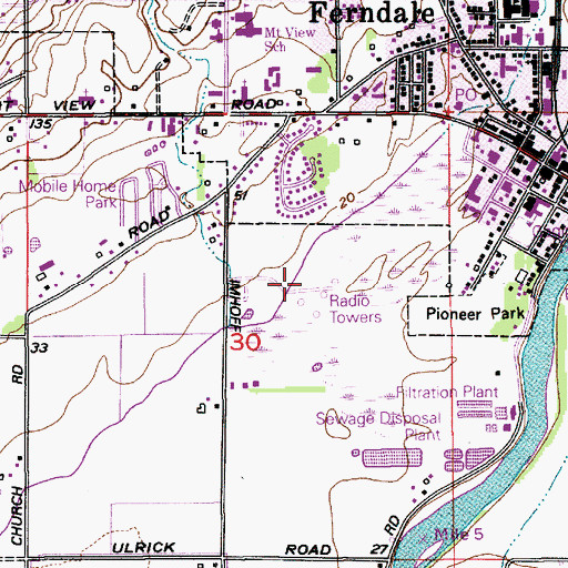 Topographic Map of KNTR-AM (Ferndale), WA