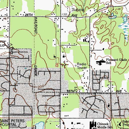 Topographic Map of KTOL-AM (Lacey), WA
