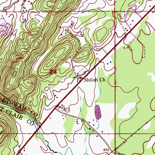 Topographic Map of Shiloh Primitive Baptist Church, AL
