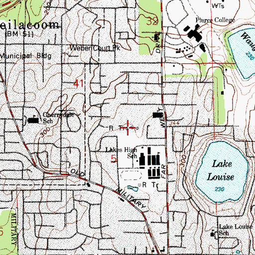 Topographic Map of KLAY-AM (Lakewood), WA