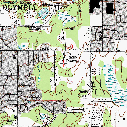 Topographic Map of KQEU-AM (Olympia), WA