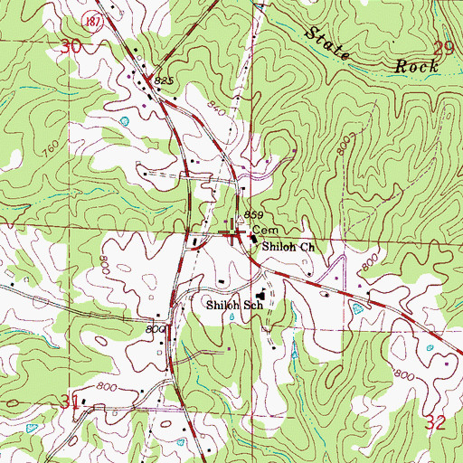 Topographic Map of Shiloh Missionary Baptist Church, AL