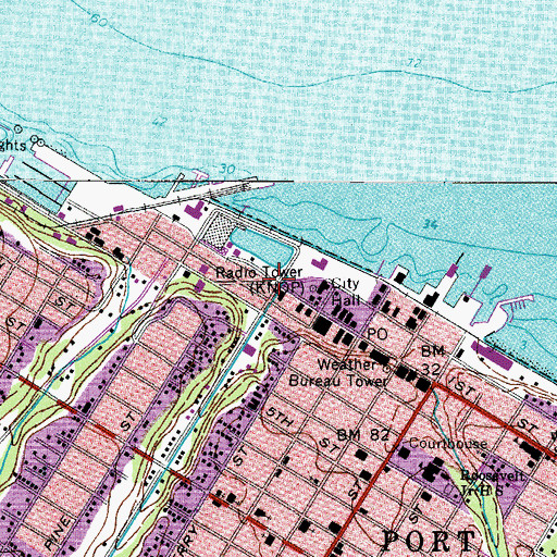Topographic Map of KONP-AM (Port Angeles), WA