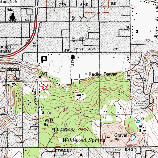 Topographic Map of KJUN-AM (Puyallup), WA