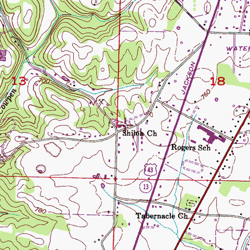 Topographic Map of Shiloh Church of Christ, AL