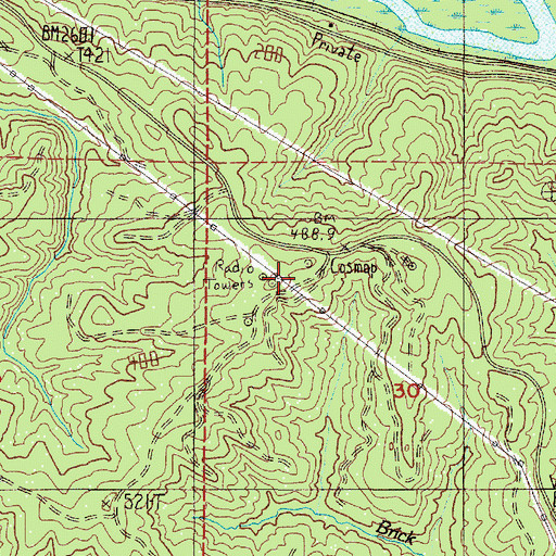 Topographic Map of KDUX-FM (Aberdeen), WA