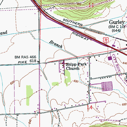 Topographic Map of Shipp Park Church, AL