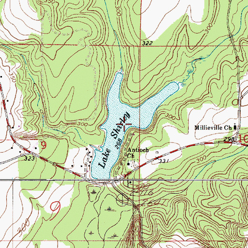 Topographic Map of Lake Shirley, AL