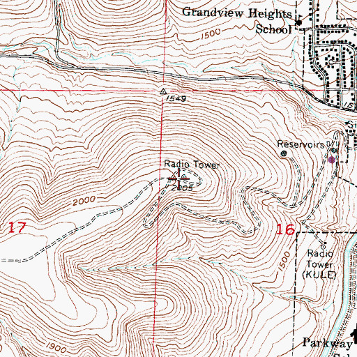 Topographic Map of KULE-FM (Ephrata), WA