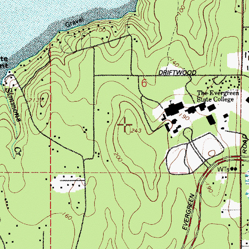 Topographic Map of KAOS-FM (Olympia), WA