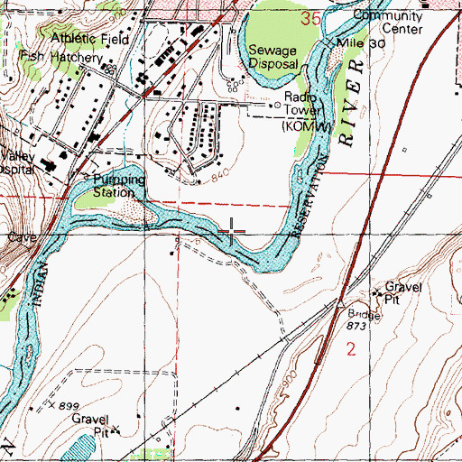 Topographic Map of KOMW-FM (Omak), WA