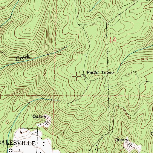 Topographic Map of KSWW-FM (Raymond), WA